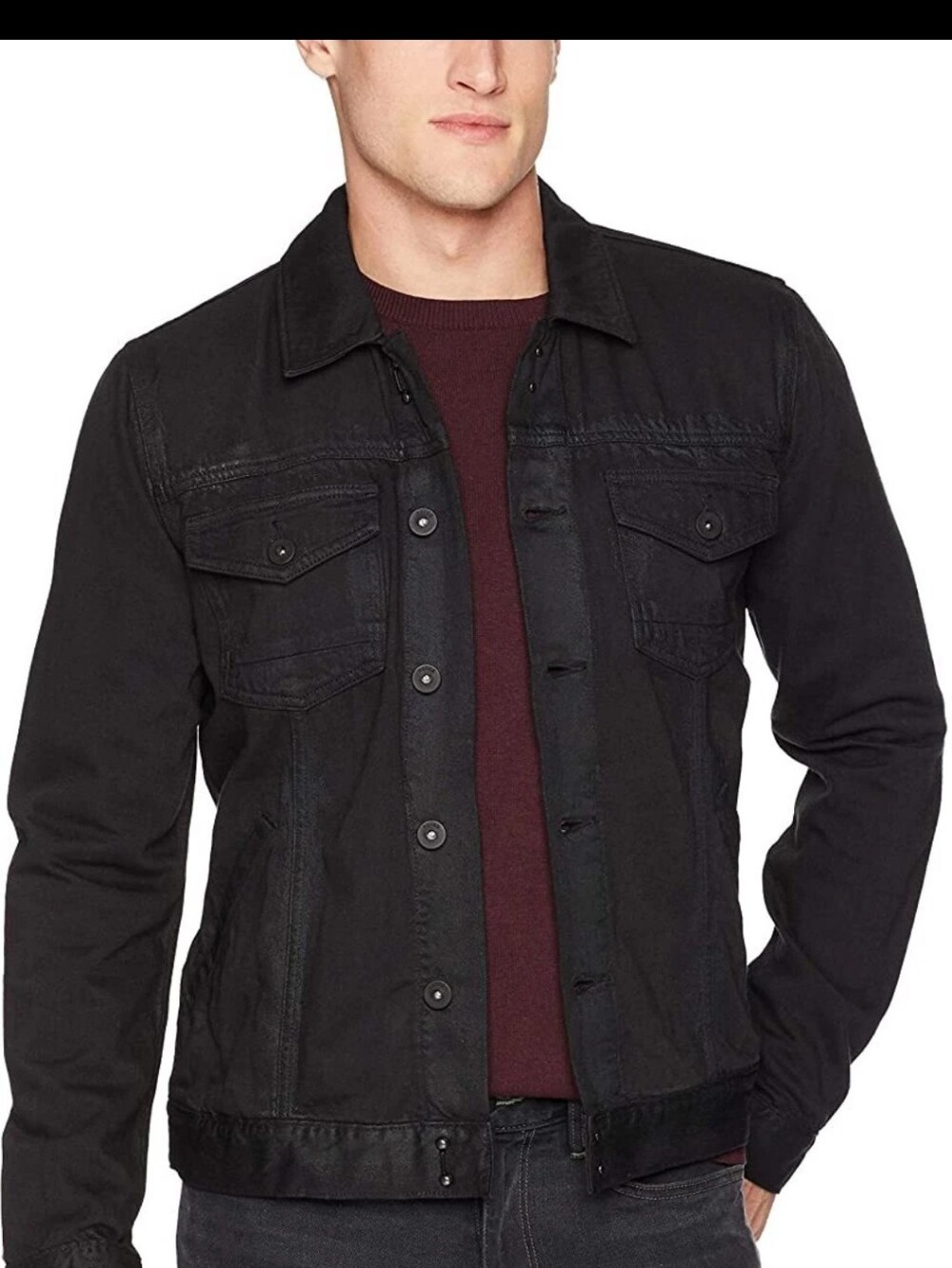 PAIGE Mens Scout Denim Jacket Size M Black Coated